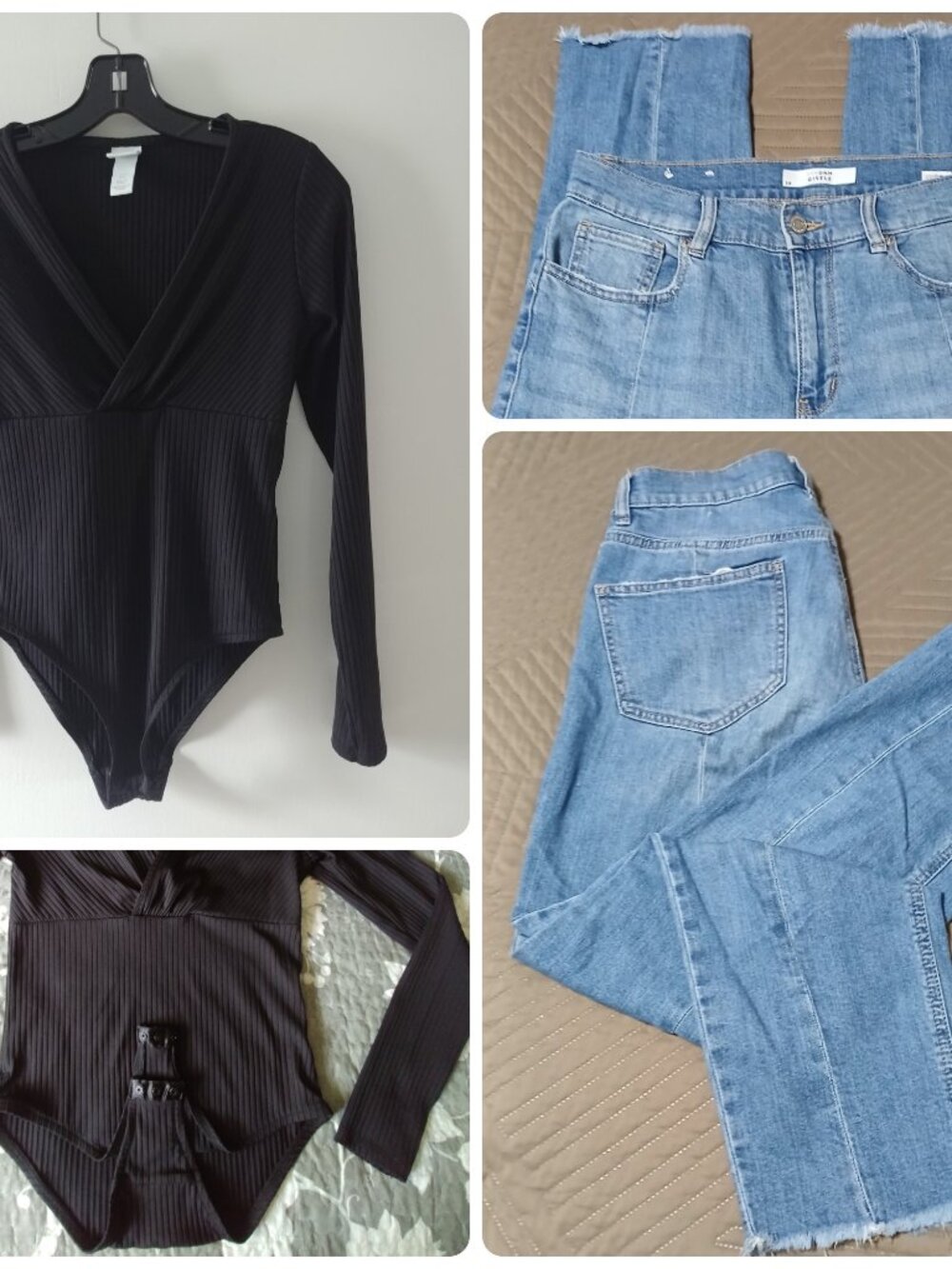 H&M Bodysuit, Medium With Dynamite Cropped Blue Jeans 28 , Nice Set.